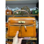 Heavy oil wax thickened vegetable tanned leather Lacas Kelly bag